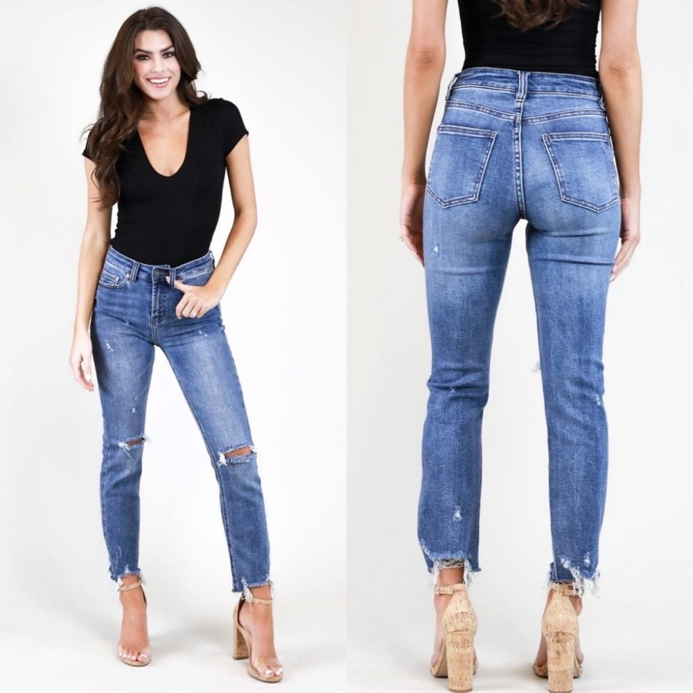 Judith March high rise straight leg size 26 distressed